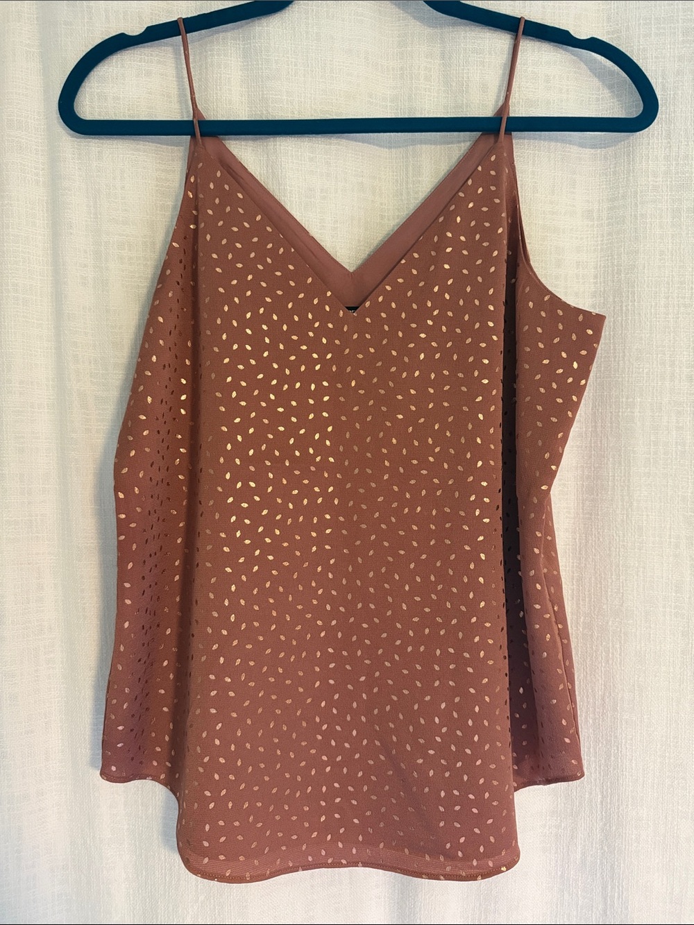 Express Mauve Spaghetti-Strap V-Neck Cami with Gold Dot Print